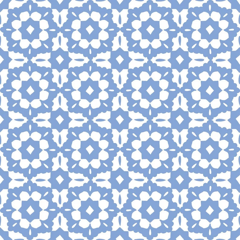 Blue Moroccan Removable Peel & Stick Self-Adhesive Wallpaper, Ships Free in 3-5 business days (US... | Etsy (US)