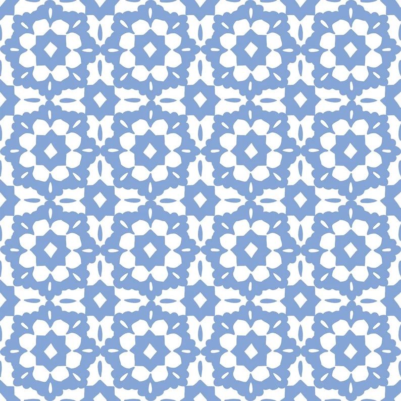 Blue Moroccan Removable Peel & Stick Self-Adhesive Wallpaper, Ships Free in 3-5 business days (US... | Etsy (US)