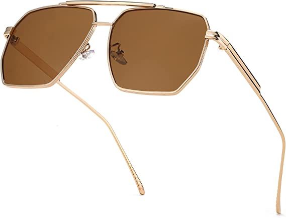 Retro Oversized Square Sunglasses for Women Men Vintage Shades Metal Frame Classic Aviator Style ... | Amazon (US)