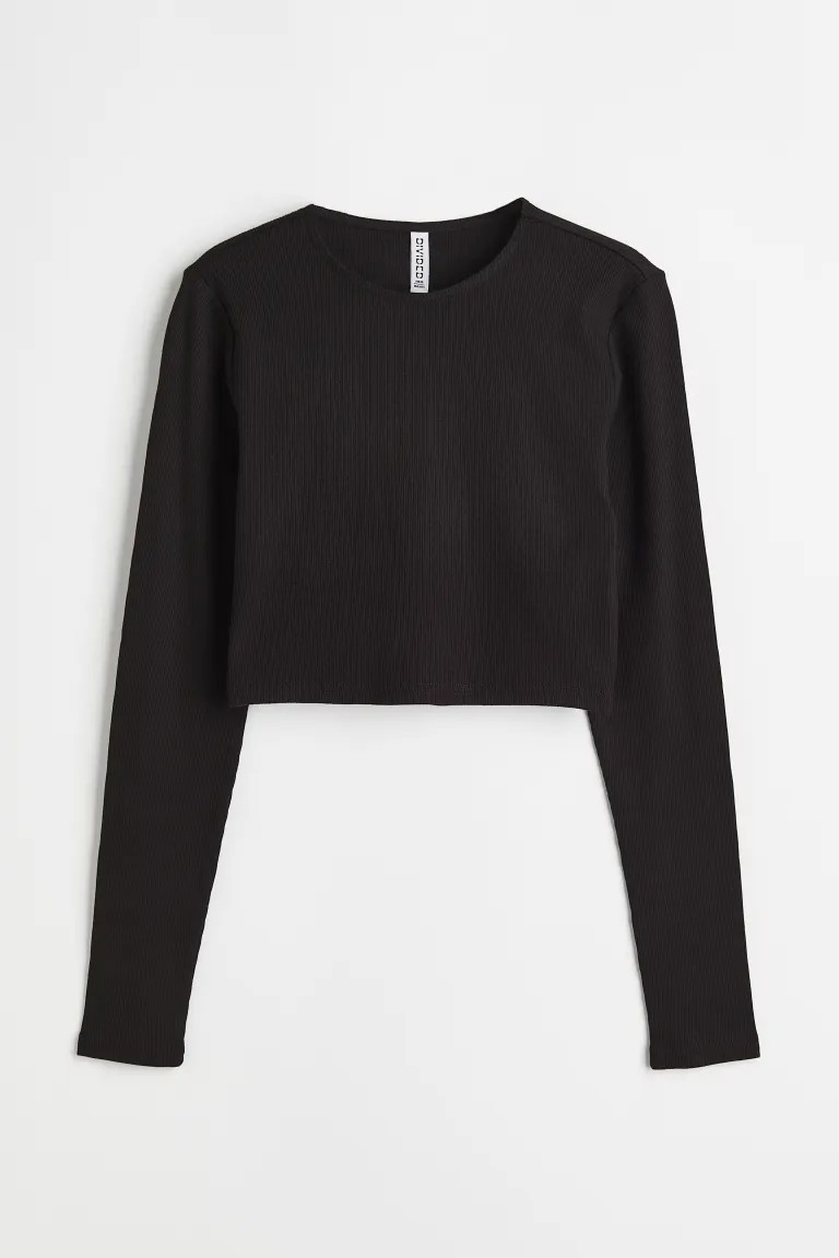 Geripptes Cropped Shirt | H&M (DE, AT, CH, NL, FI)