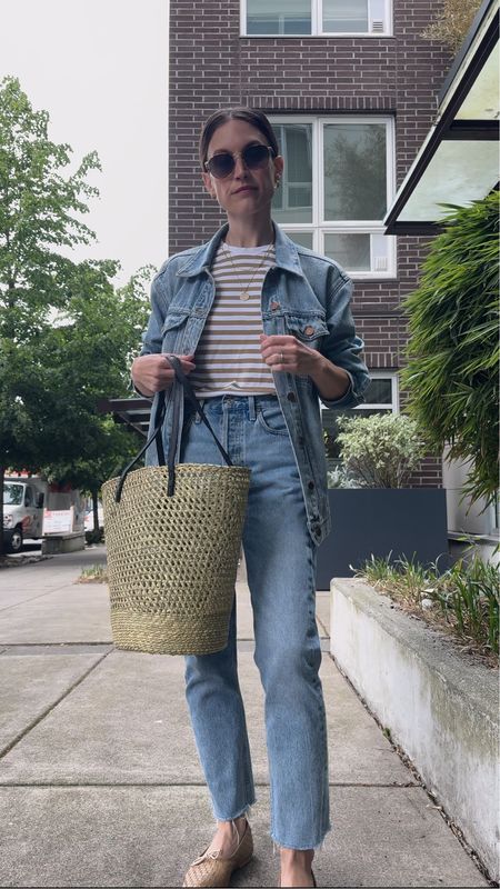 Daily Look 5.18

Kule T-shirt fits TTS, wearing the XS. Madewell denim jacket, old, similar linked. Agolde denim, 24, I took my smaller size. Frēda Salvador flats, code STITCHANDSALT15 for 15% off your first purchase, fit TTS. Le spec sunglasses.  Coin necklace from Sheena Marshall Jewelry, code STITCHANDSALT for $10 off  Bag from Abby Alley, sold out, similar linked  

#LTKSeasonal #LTKFindsUnder100 #LTKOver40