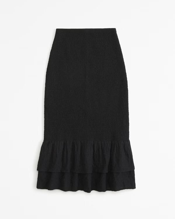 Eyelet Smocked Midi Skirt | Abercrombie & Fitch (US)