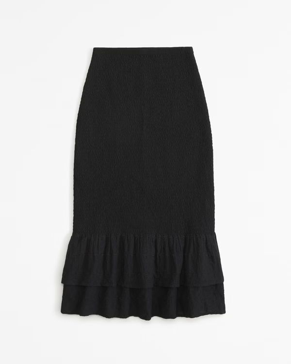 Women's Eyelet Smocked Midi Skirt | Women's Bottoms | Abercrombie.com | Abercrombie & Fitch (US)