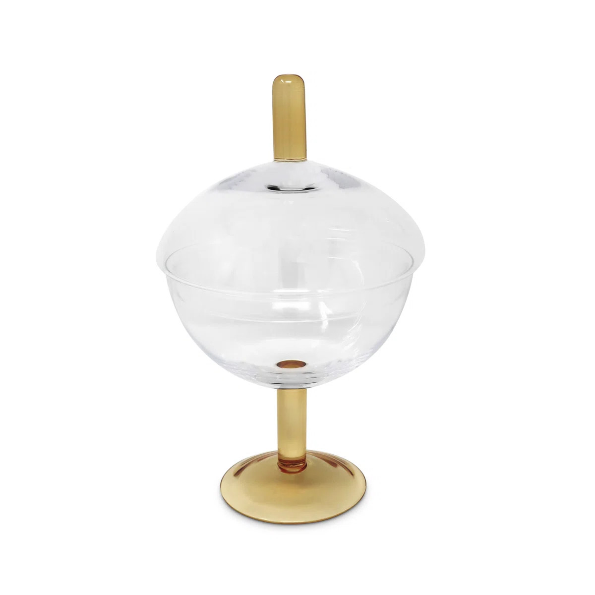 Mercer41 Amber Jar With Gold Stem And Knob, 5.5"H | Wayfair | Wayfair North America