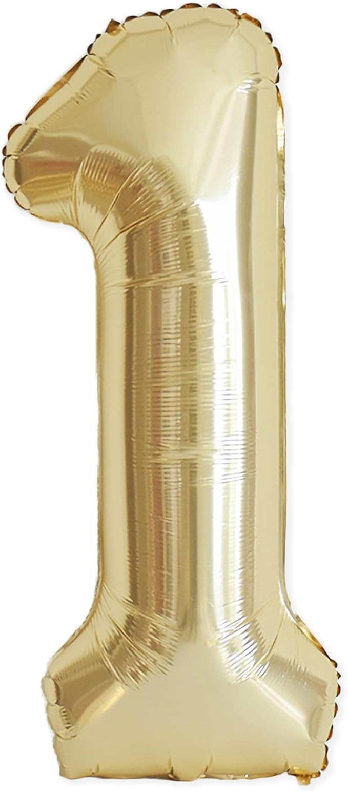 1 Balloon, Number 1 Balloons 40 Inch, Champagne Gold Large Big Foil Number 1 Balloon for First Bi... | Amazon (US)