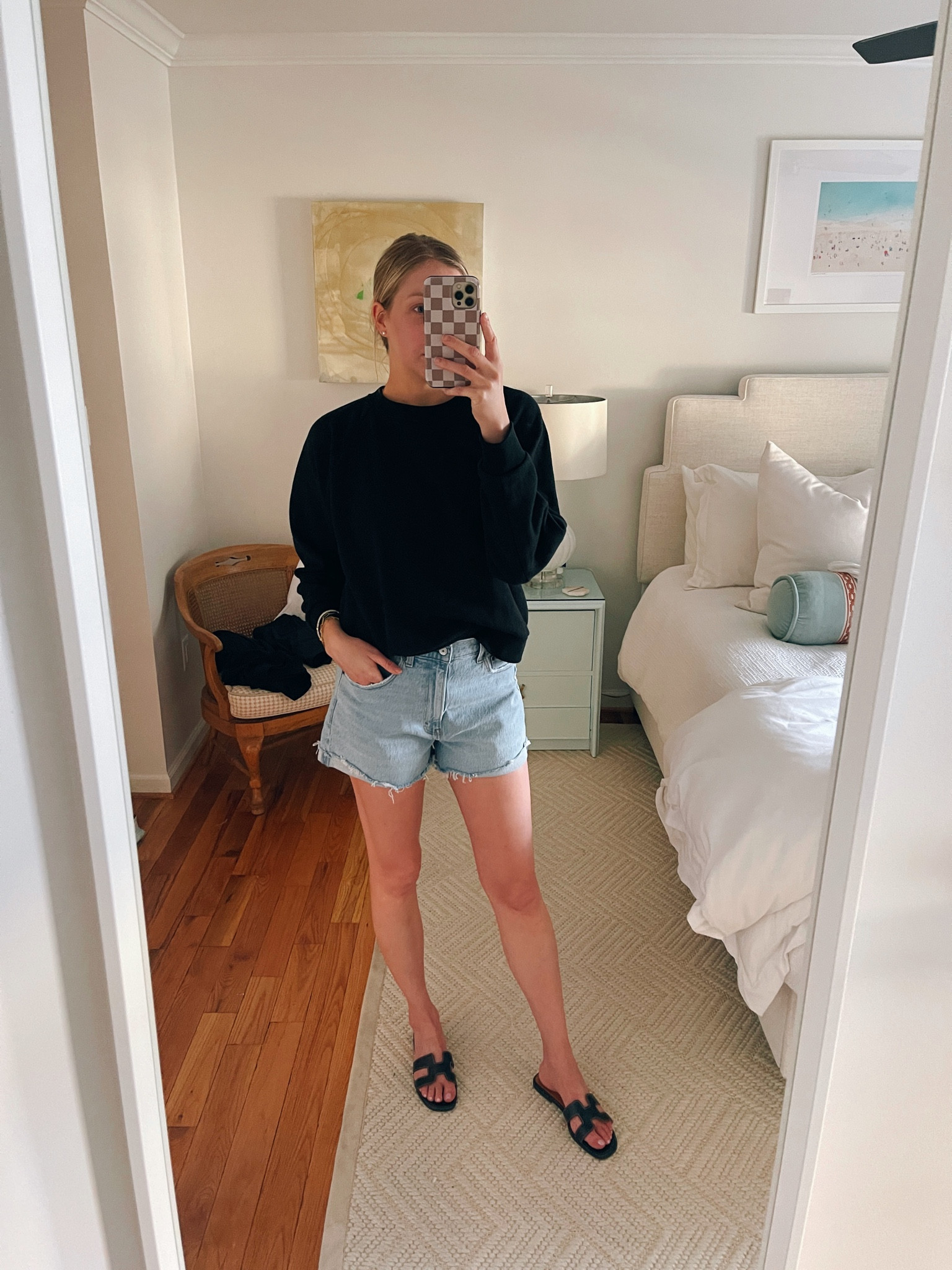 Denim shorts that aren’t Agolde!! I went up 2 sizes!! 