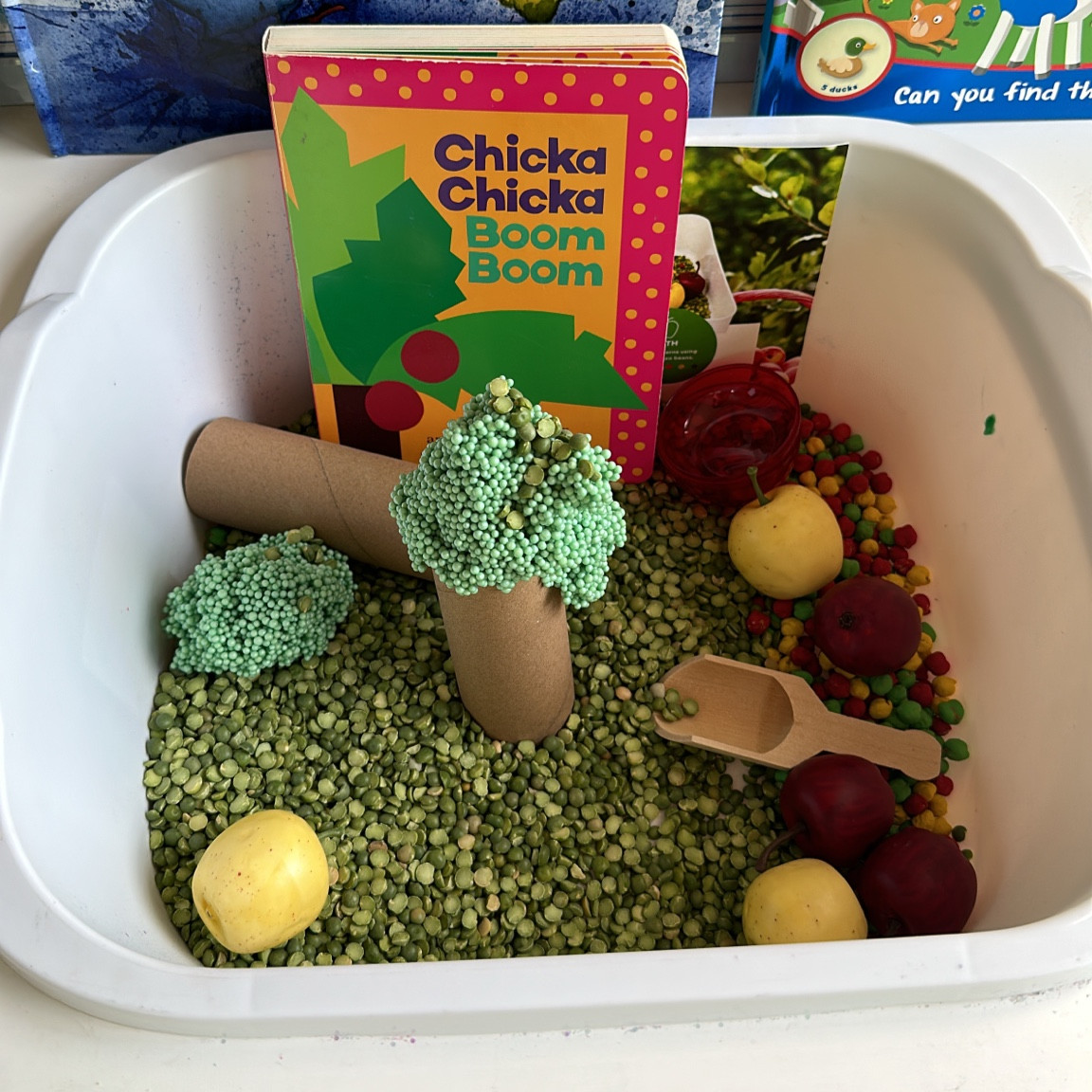Apple themed sensory bin!  When we lived in New York, fall Apple season was one of my favorite times of year!

#sensorybins 