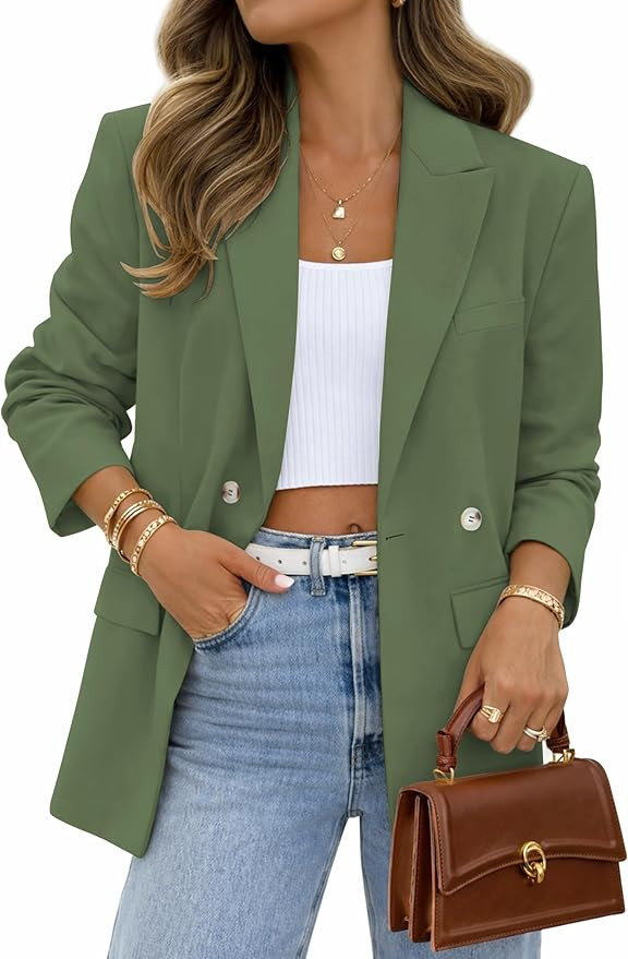 Lazysmile Blazers for Women Business Casual Long Sleeve Lapel Open Front Suit Jacket Office Work ... | Amazon (US)