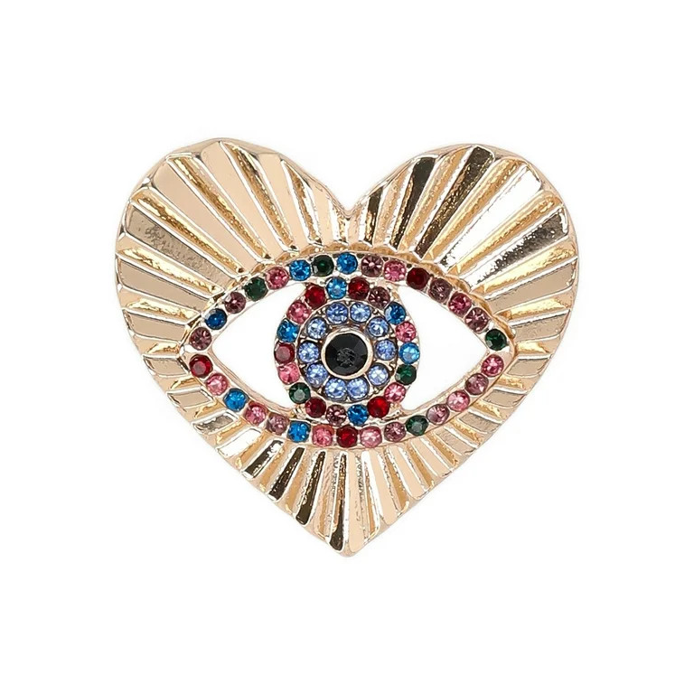 No Boundaries Heart Shaped Evil Eye Pin, Gold and Silver | Walmart (US)