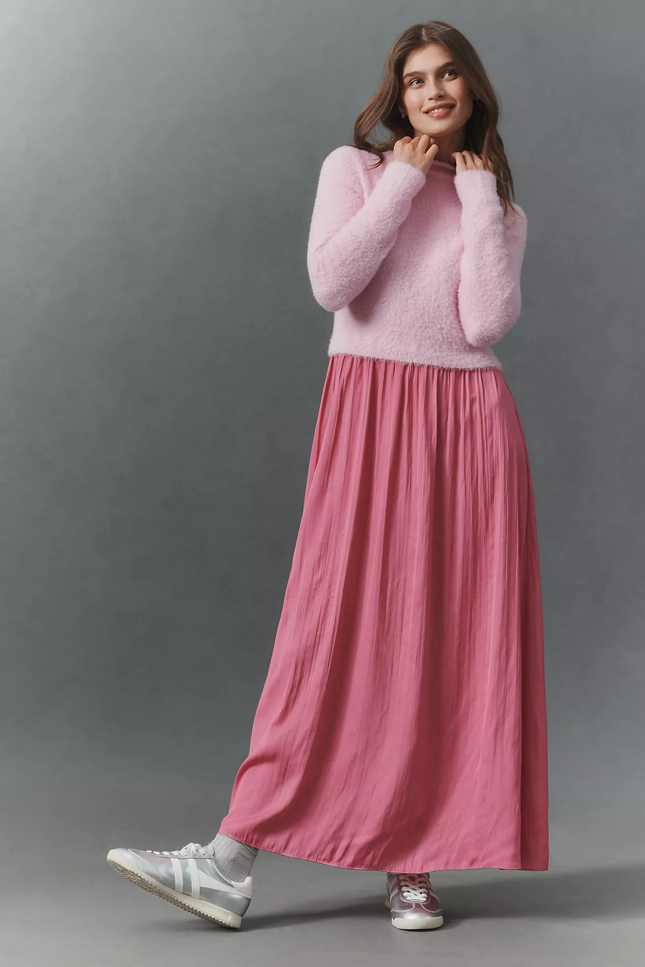 The Thea Long-Sleeve Eyelash Twofer Sweater Dress | Anthropologie (US)