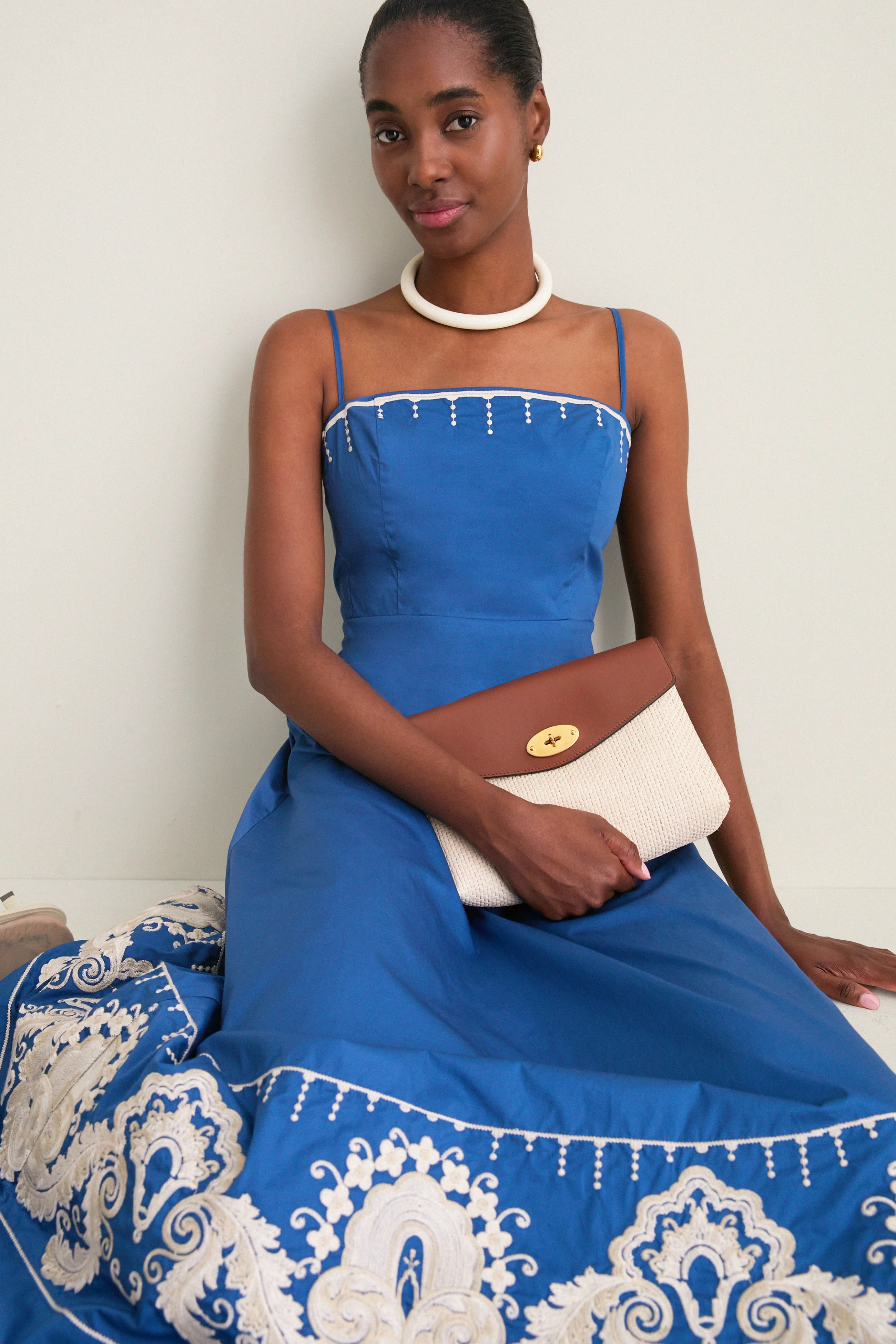 Azure Embroidered Cotton Rhea Maxi Dress | Tuckernuck (US)