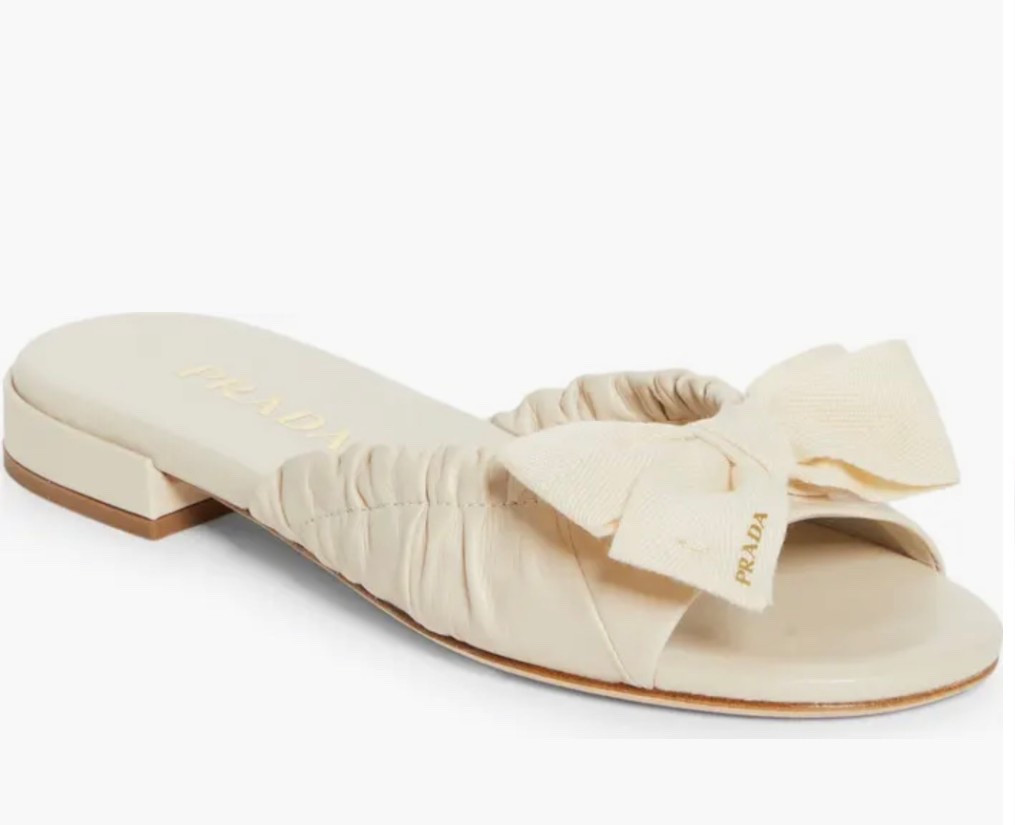 Cutest Prada sandals in cream or blue

Designer summer slides with bow 

#LTKootd #LTKWedding #LTKWorkwear