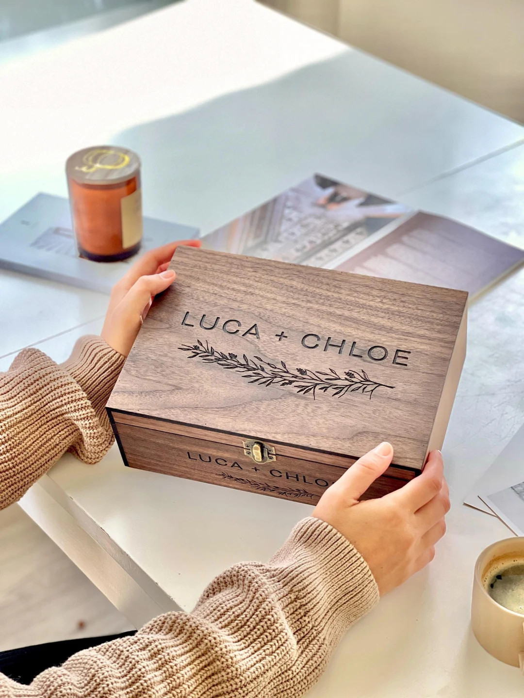 Personalized Memory, Wooden, Wedding Keepsake Box Christmas Anniversary Couple Love Gift for Him ... | Etsy (US)