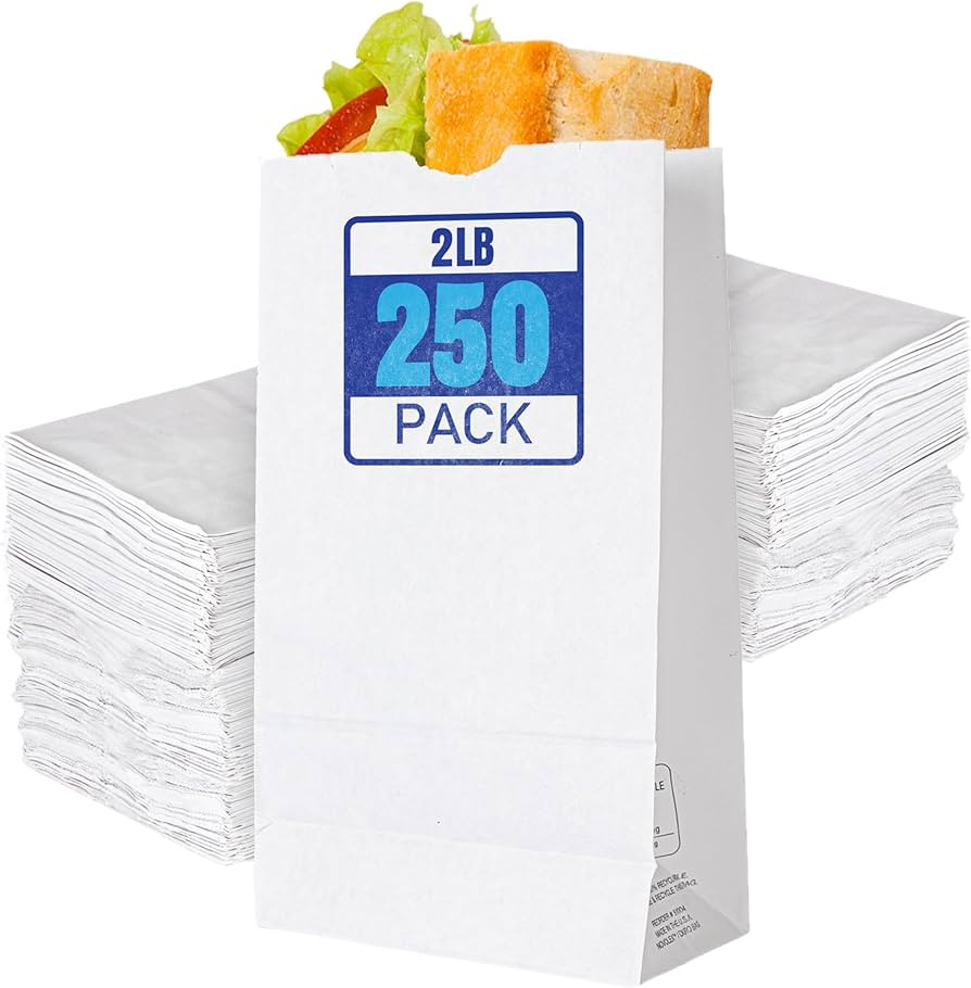 Stock Your Home 2 Lb White Paper Bags (250 Count) - Eco Friendly White Lunch Bags - Small White P... | Amazon (US)