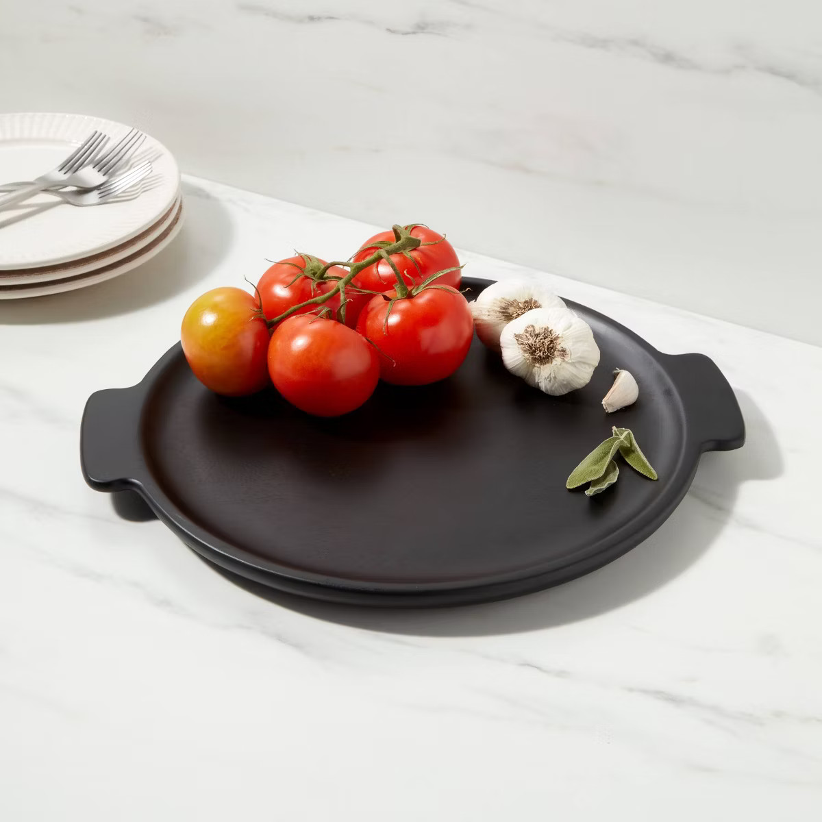 15" x 13" Acacia Modern Serving Tray Black - Threshold™ | Target