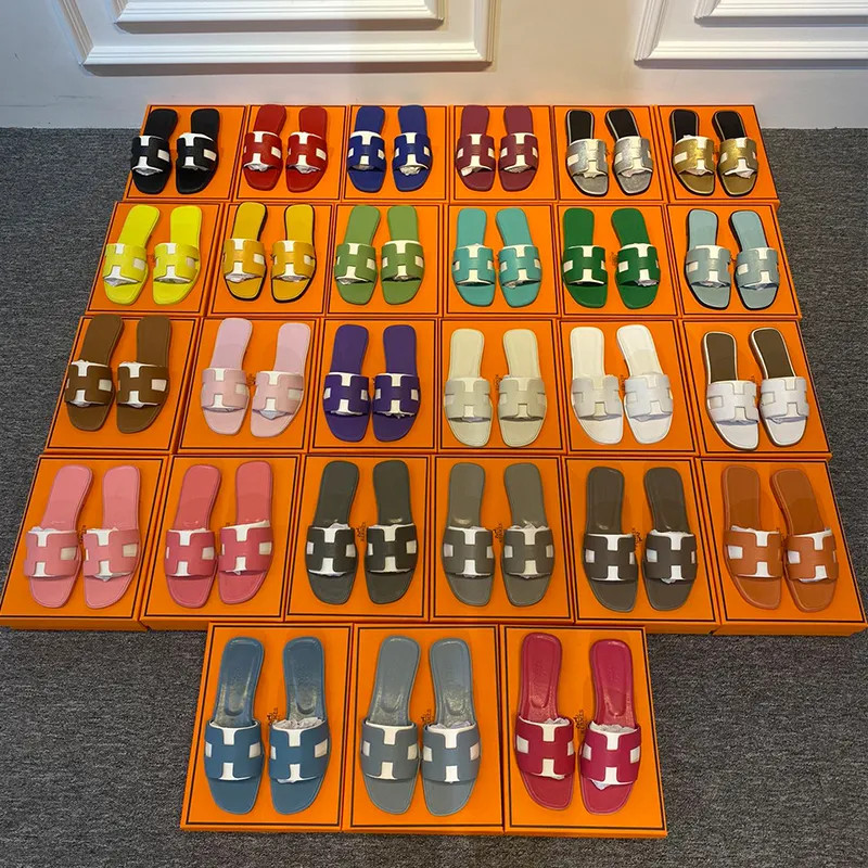 Hermes Classic Leather Flat Dupe Slippers Summer Beach Sandals Designer Shoes Red Sandals | DHGate