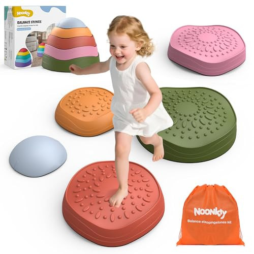 Stepping Stones for Kids 5 Pcs Balance Toys – Toddler Play Set for Indoor & Outdoor, Plastic for Garden and Daycare Fun | Amazon (US)