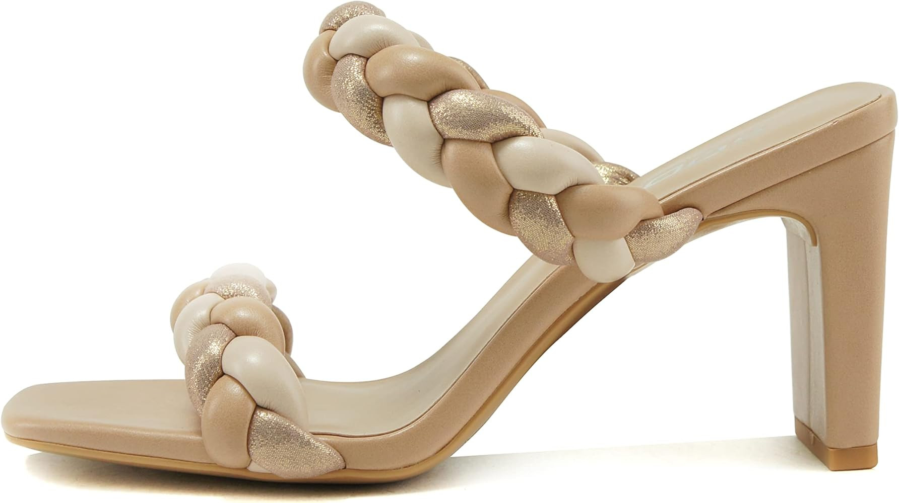 Soda Found - Women's Braided Heeled Square Toe Block Heel Sandals | Amazon (US)