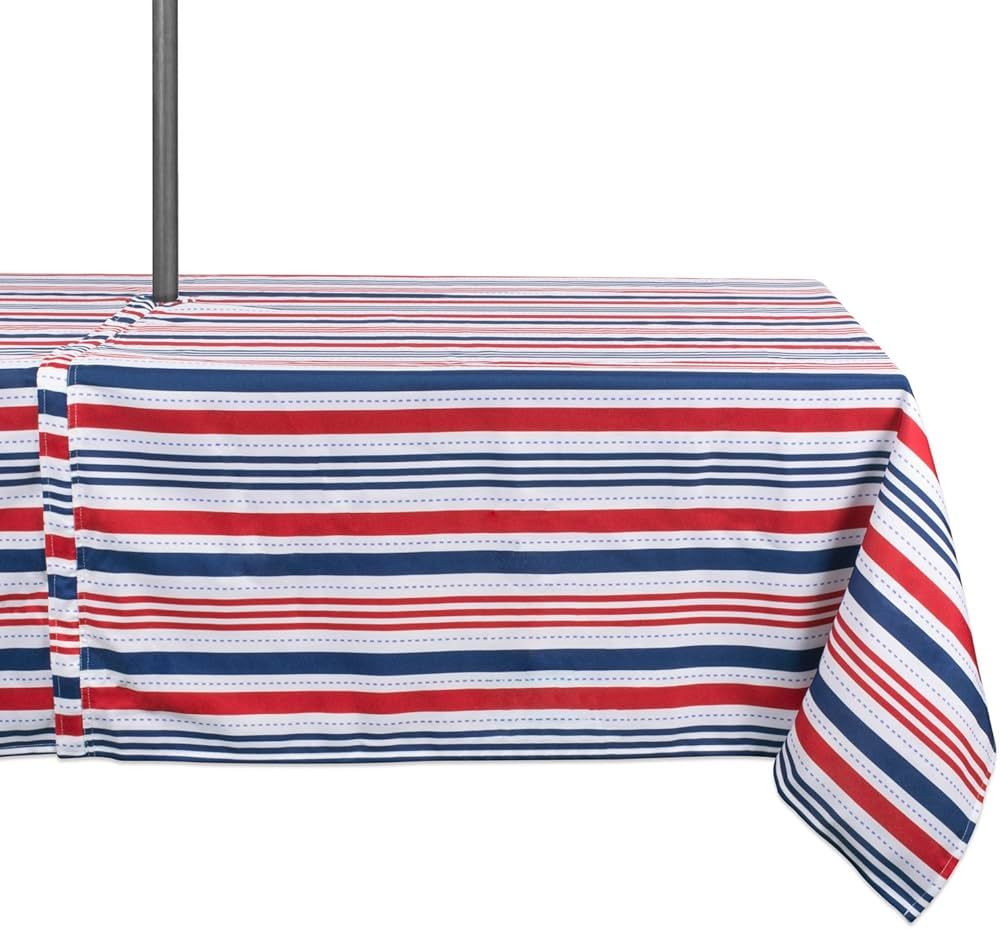 DII Patriotic Stripes Tabletop Collection, Stain Resistant & Waterproof, Tablecloth, 60x84 w/Zipp... | Amazon (US)