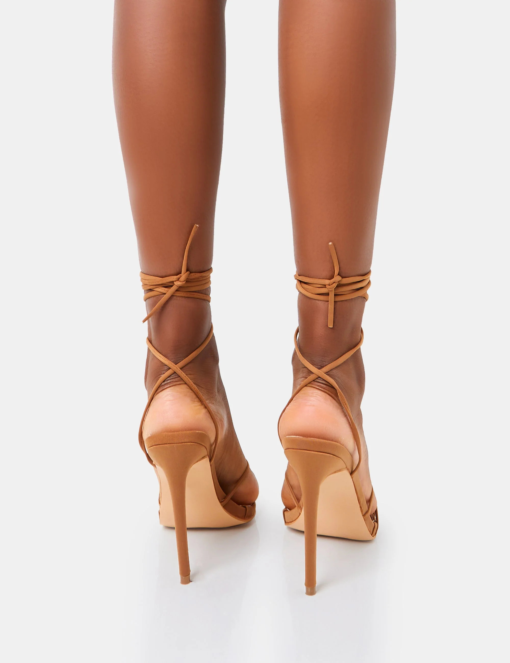 Isobel Tan Pu Lace Up Strappy Barely There Pointed Court High Heels | Public Desire (US & CA)