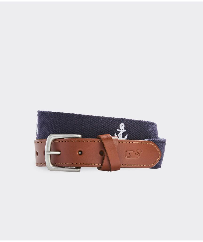 Roped Anchor Embroidered Canvas Club Belt | vineyard vines