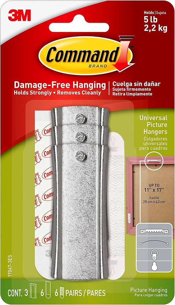 Command Large Universal Frame Hanger, 3 Picture Hangers with 6 Command Strips and 6 Frame Stabili... | Amazon (US)