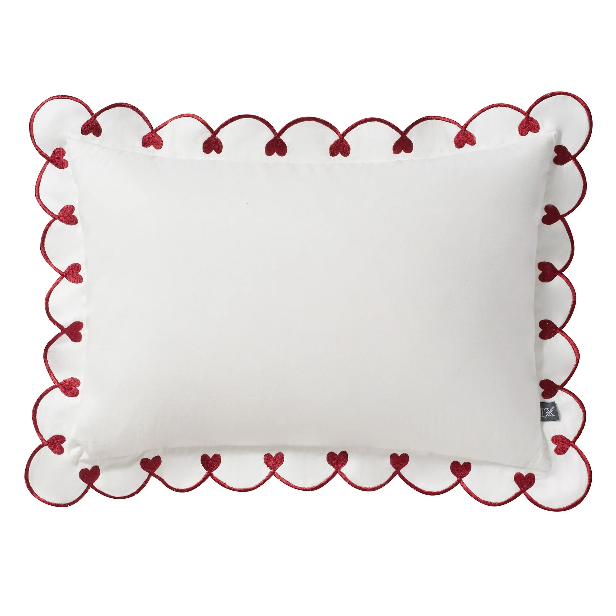 My Texas House 14" x 20" Bright White Scallop Embroidered Hearts Cotton Decorative Pillow Cover | Walmart (US)