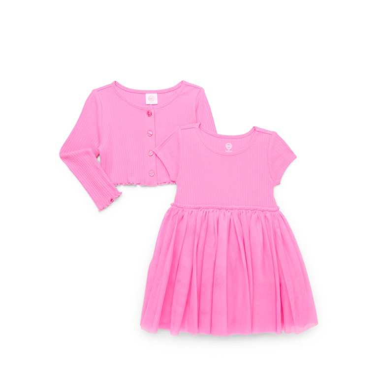 Wonder Nation Toddler Girls Tutu Dress and Cardigan Set, 2-Piece, Sizes 12M-5T - Walmart.com | Walmart (US)