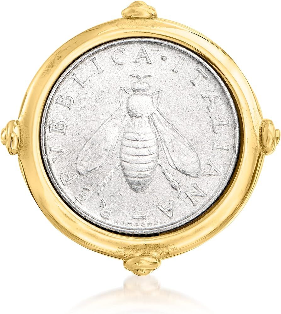 Ross-Simons Italian 18kt Gold Over Sterling Genuine 2-Lira Bumblebee Coin Ring | Amazon (US)