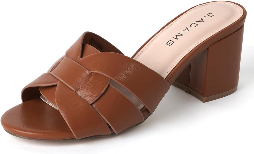 J. Adams Nori Mules for Women - Leather Slip On Heeled Sandals | Amazon (US)