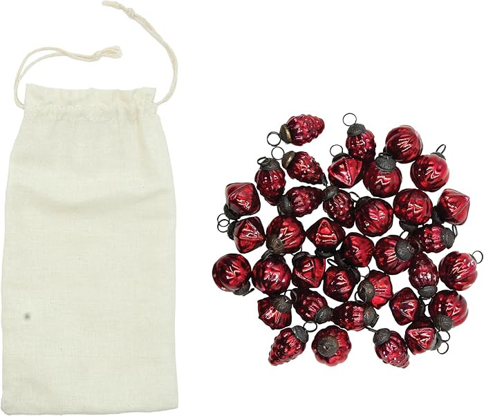 Creative Co-Op 36-Piece Embossed Mercury Glass Ornament Set, Red | Amazon (US)