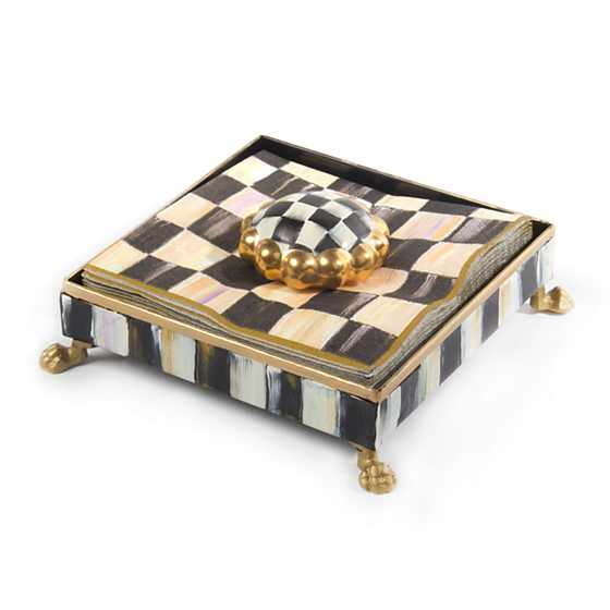 Courtly Check Cocktail Napkin Holder Set - Gold | MacKenzie-Childs
