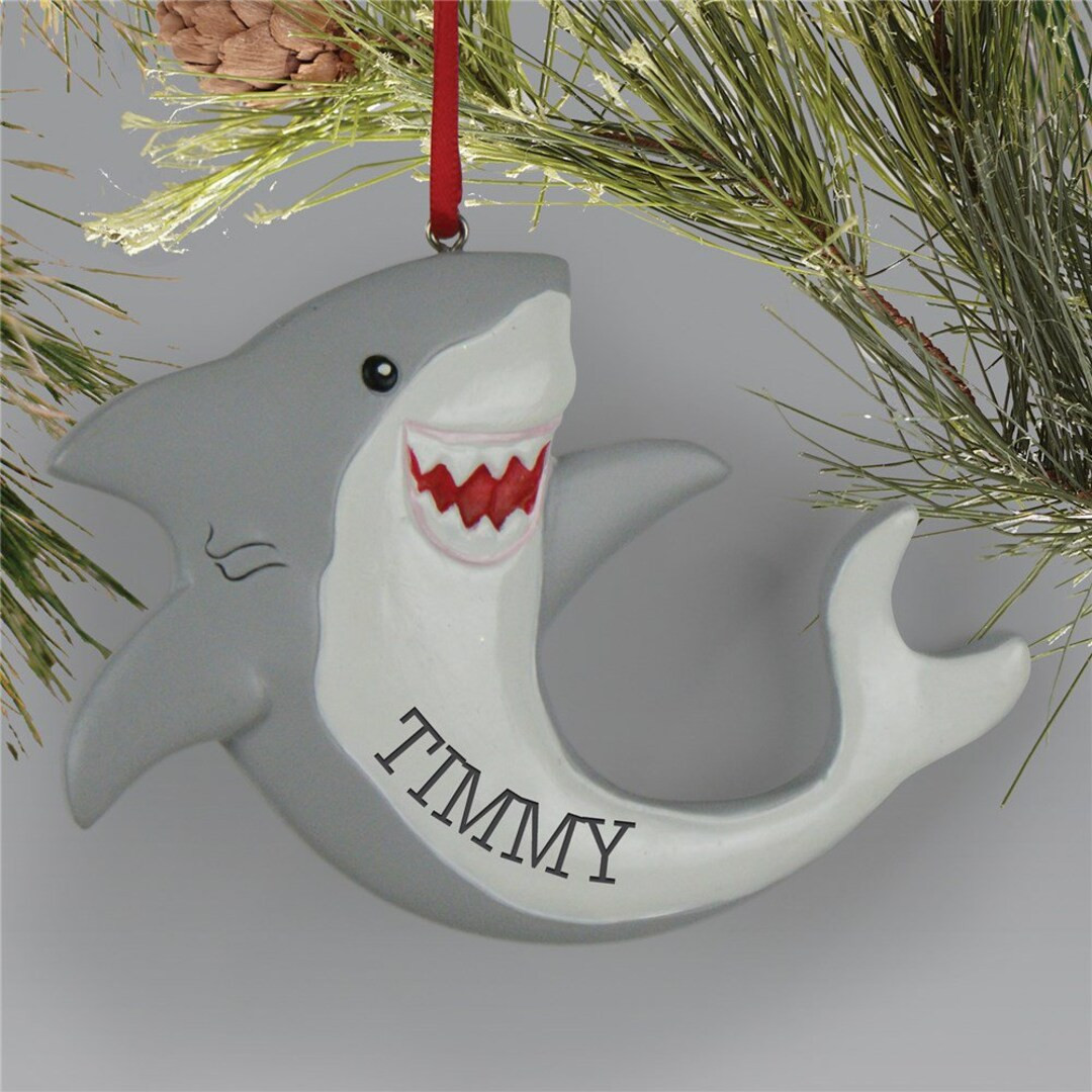 Shark Personalized Ornament, Shark Ornament, Christmas Ornament, Kids Ornament, Child Ornament, P... | Etsy (US)