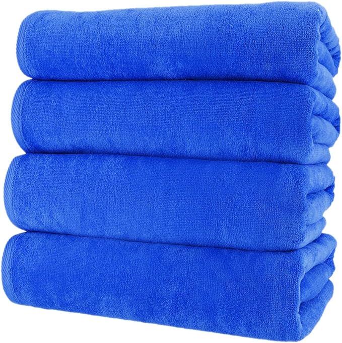 Beach Towels Terry Velour 30x60 4-Pack (Royal Blue PMS 287-C) 11.0 Lbs per Doz 100% Cotton | Amazon (US)