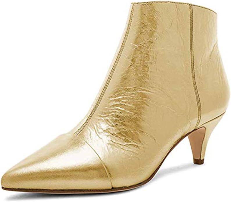 XYD Women Mid Low Kitten Heel Ankle Boots Pointed Toe Side Zippers Prom Glitter Party Dress Fashi... | Amazon (US)