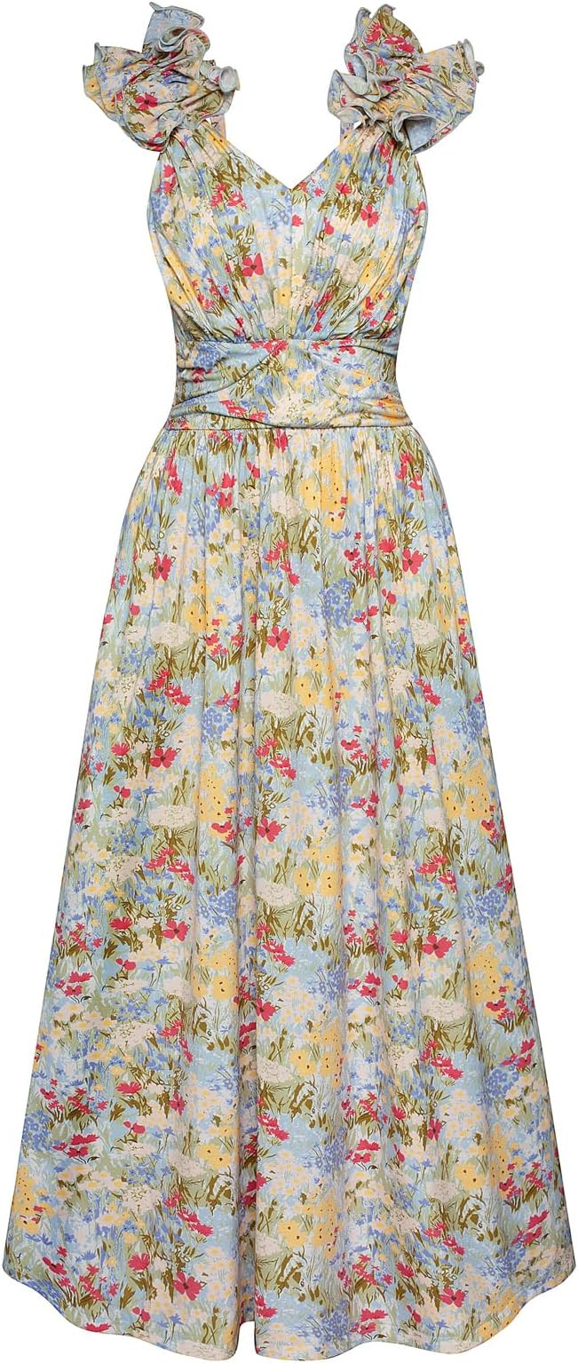 GRACE KARIN 2025 Women's Summer Floral Print Dress Sleeveless Casual Flowy Sundress A Line Ruffle... | Amazon (US)