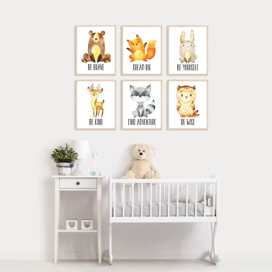 Set of 6 Nursery Printable, Woodland Nursery, Nursery Decor, Woodland Nursery Art, Playroom Print... | Etsy (US)