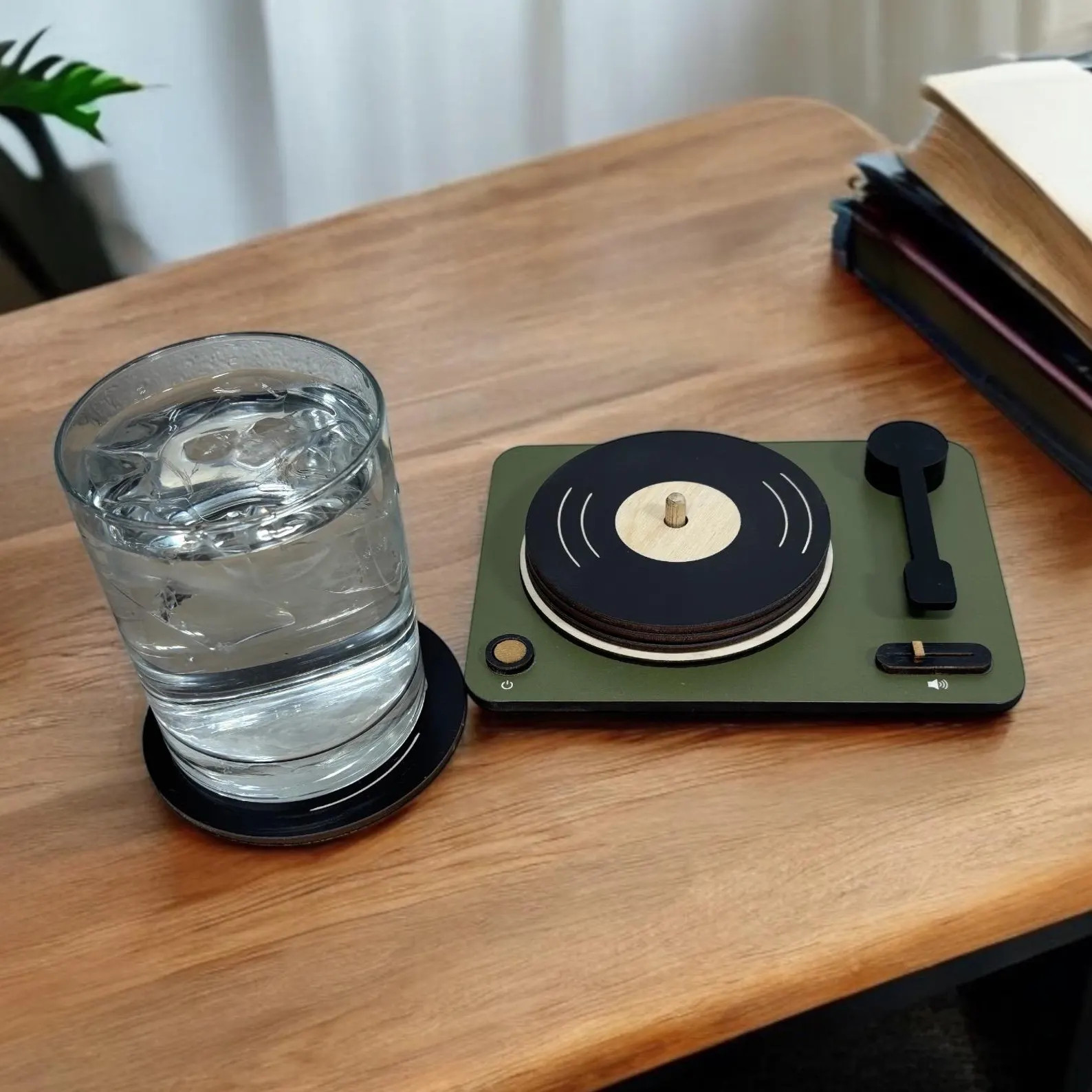 Record Player Coaster Set | Retro Coffee Table Drink Coasters | Vinyl Record Lover Gift | Mid Cen... | Etsy (Global)