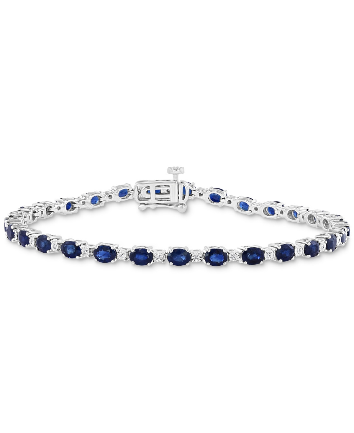 Effy Sapphire (6-7/8 ct. t.w.) & Diamond (1/20 ct. t.w.) Tennis Bracelet in Sterling Silver - Sapphire | Macy's