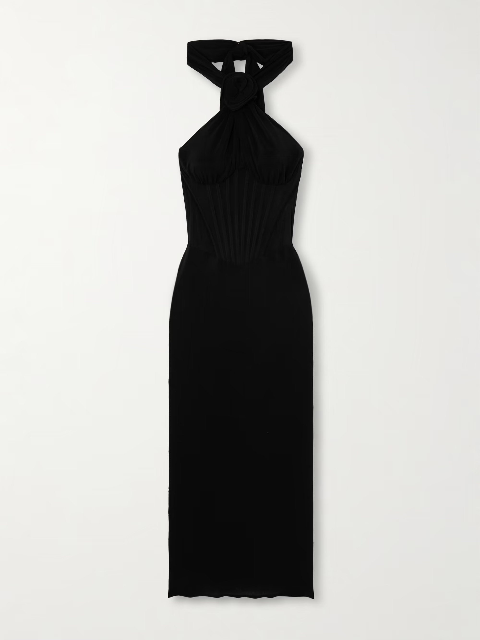 Appliquéd stretch-tulle halterneck midi dress | NET-A-PORTER (UK & EU)