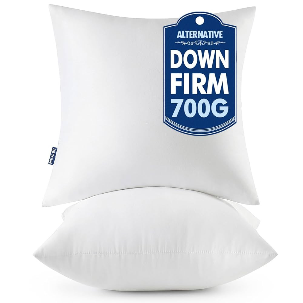 MIULEE Throw Pillows Inserts, Pack of 2 22x22 Inch 100% Virgin Fiber Filling Bed Couch Pillows | Amazon (US)