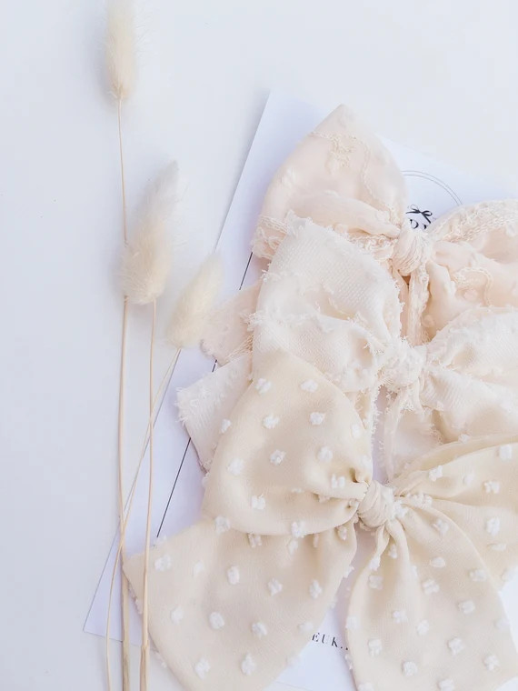 Set of 3 Cream Baby Chiffon Bow Headbands / Baby Headband / | Etsy | Etsy (US)