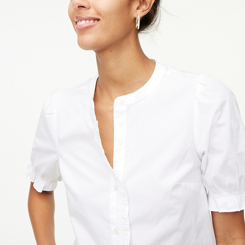 Ruffleneck cotton poplin top | J.Crew Factory