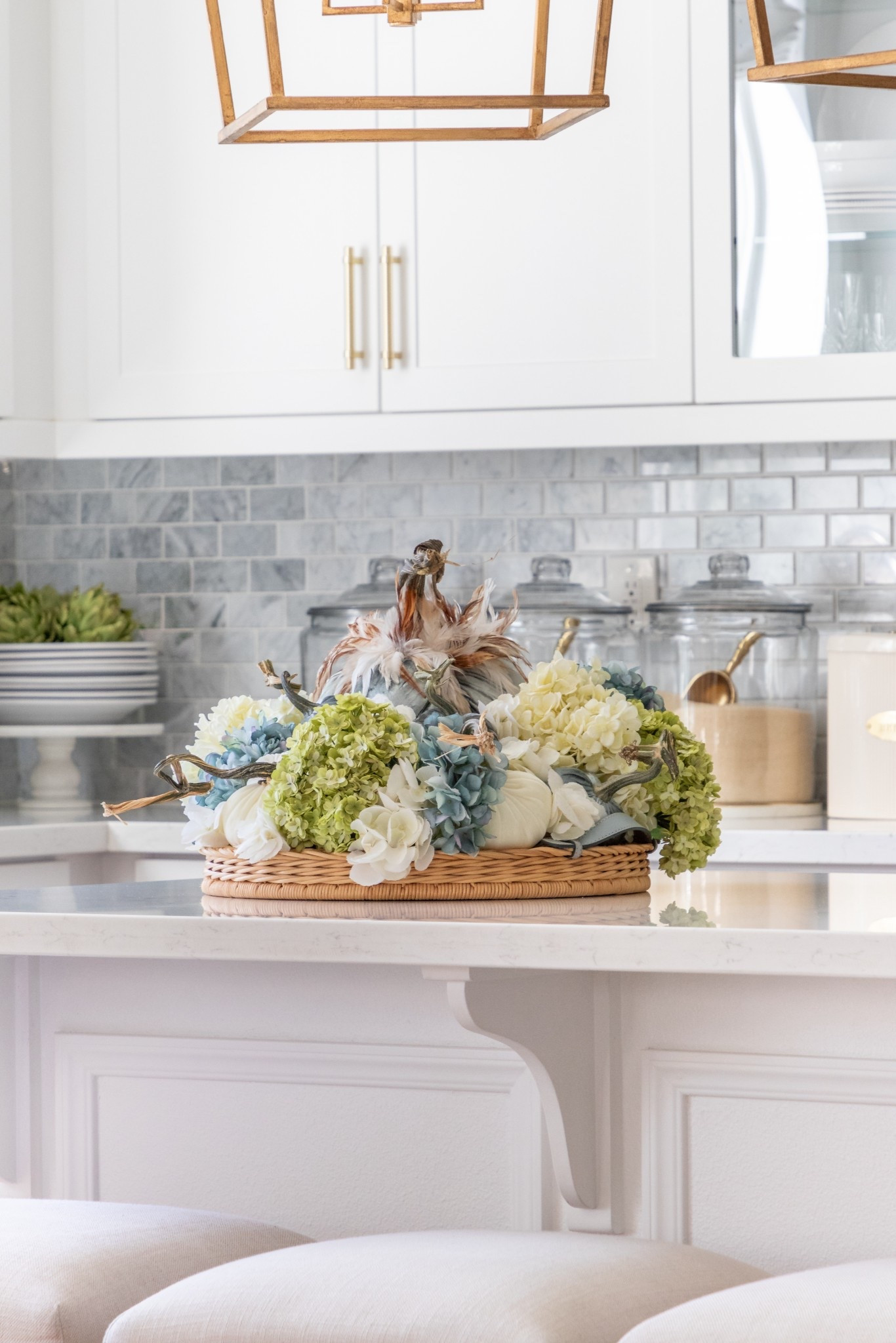 Shop my fall kitchen pieces here! Home decor, seasonal, October, faux hydrangeas, velvet pumpkins, island styling kitchen decor countertop accessories, sale alert

#LTKFindsUnder50 #LTKHome #LTKSeasonal