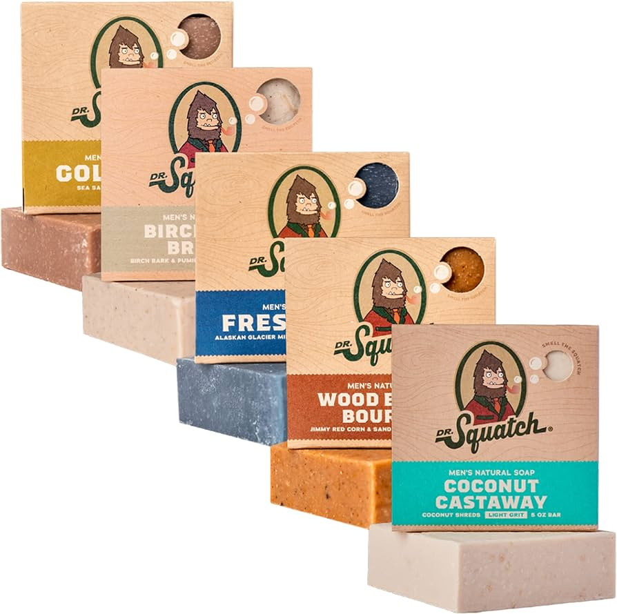 Dr. Squatch Natural Bar Soap for Men - Cold Process Soap with No Harsh Chemicals - Coconut Castaw... | Amazon (US)