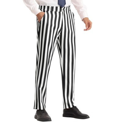 INSPIRE CHIC Men's Business Straight Leg Contrasting Colors Striped Trousers Black White 38 | Target