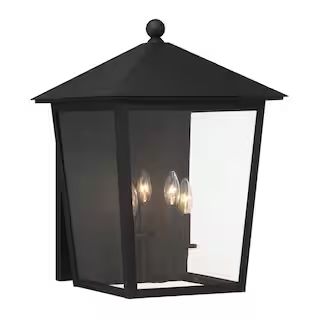 Minka Lavery Noble Hill Black Outdoor Hardwired Wall Lantern Sconce with No Bulbs Included 72132-... | The Home Depot