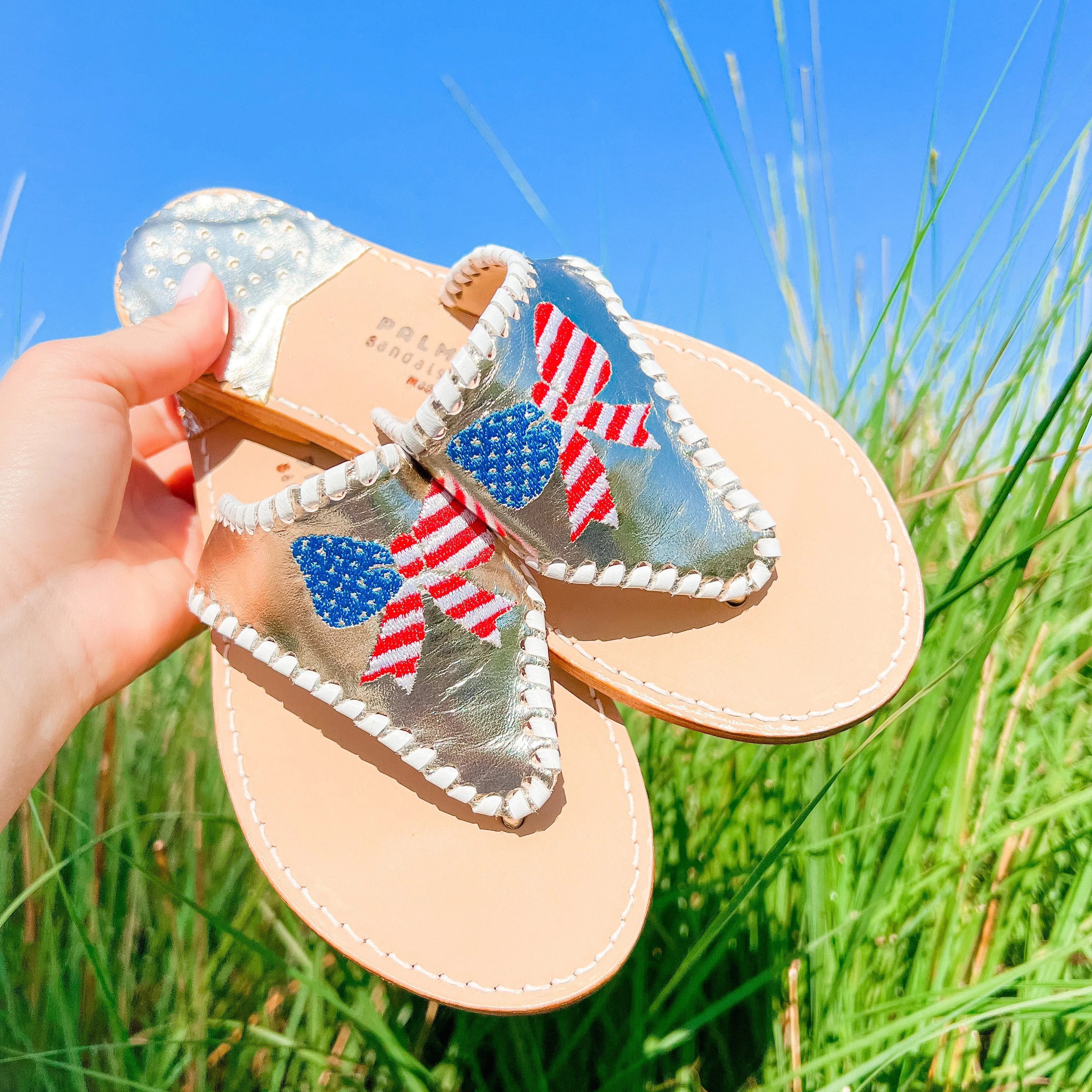 Embroidered Patriotic Bow | Palm Beach Sandals