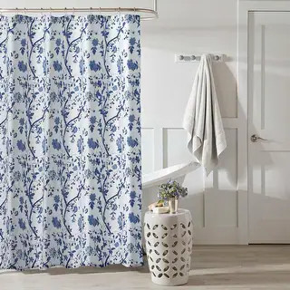 Laura Ashley Charlotte Blue Floral Shower Curtain (72 x 72) | Bed Bath & Beyond