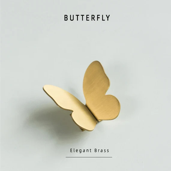 Brass Butterfly Design Handle Invisible Drawer Pulls - Etsy | Etsy (US)
